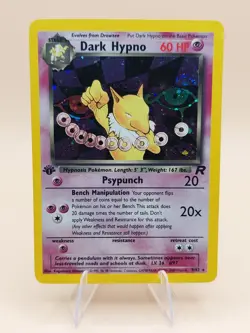Dark Hypno 1st Edition Holo Rare Team Rocket 9/82 Pokemon Card - WOTC 1999 SWIRL - Image 1