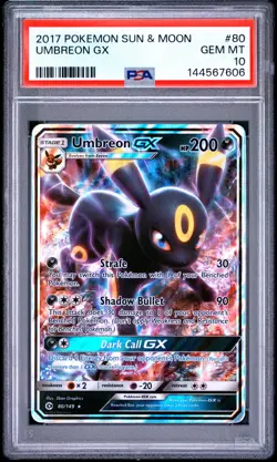 2017 POKEMON SUN & MOON #80 UMBREON GX PSA 10 - Image 1