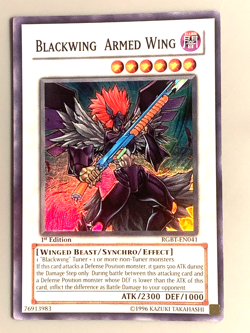 yugioh Blackwing Armed Wing RGBT-EN041 1st Edition Super Rare near mint - Image 1