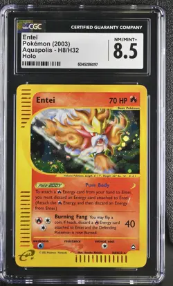CGC 8.5 Entei 2003 Aquapolis H8/H32 Holo SWIRL Pokemon Card - Image 1