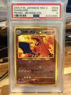 2000 Pokemon Charizard Neo 2 Japanese Reverse Holo Promo #006 PSA 9 MINT - Image 1