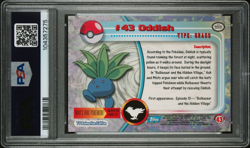 1999 Topps Pokemon TV Animation Blue Logo Rainbow Foil Card #43 Oddish PSA 7 NM - Image 2
