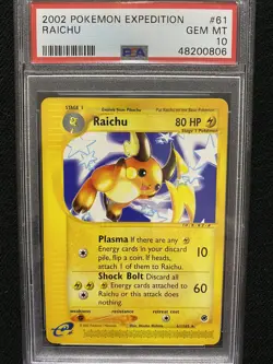 2002 Pokemon Expedition Raichu 61/165 PSA 10 Gem Mint - Image 1
