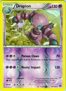 Drapion 54/122 Rare - Pokemon TCG XY: BREAKpoint - Reverse Holo (NM) - Image 1