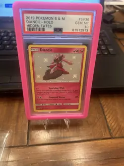 Diancie #SV36/SV94 Holo Hidden Fates Pokemon 2019 PSA 10 With Pink Protector - Image 1