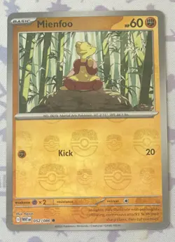 Mienfoo (Master Ball Pattern) 052/086 Sv: White Flare Holo Common NM Pokemon TCG - Image 1