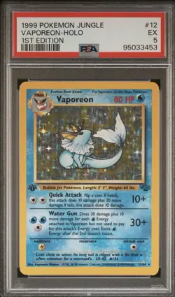 PSA 5 1999 Pokemon TCG Jungle Vaporeon 1st Edition Holo Rare 12/64 - Image 1