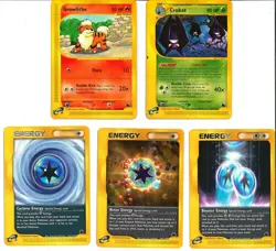Skyridge Pokemon 5 Card Lot Regular LP Crobat, Growlithe, Energies - Image 1