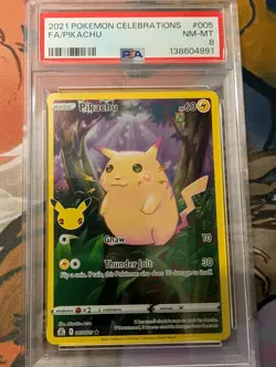 2021 Pokemon Celebrations Pikachu #005 Full Art PSA 8 - Image 1