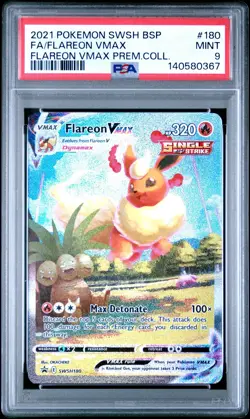2021 Pokemon Swsh Black Star Promo Flareon VMAX Prem.Coll. Fa PSA 9 #180 - Image 1