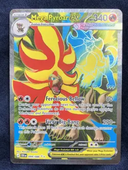 Pokemon Mega Evo Chaos Rising 2026 Mega Pyroar Ex 99/86 Ultra RARE Stage 1 RAW - Image 1