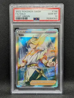 PSA 10 Volo 196 Pokemon Sword & Shield Lost Origin Full Art Trainer Card - Image 1