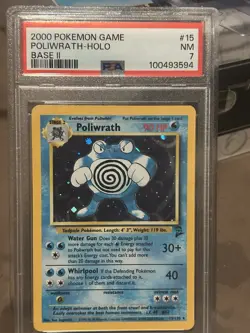 2000 POKEMON GAME POLIWRATH-HOLO BASE SET 2 15/130 PSA 7 MINT WOTC - Image 1