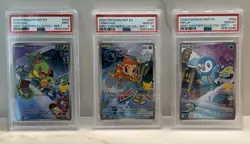 First Partner Series 1 Turtwig (PSA 9); Chimchar (PSA 10); Piplup (PSA 10) - Image 1