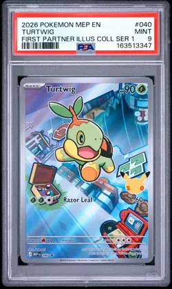 First Partner Series 1 Turtwig (PSA 9); Chimchar (PSA 10); Piplup (PSA 10) - Image 2
