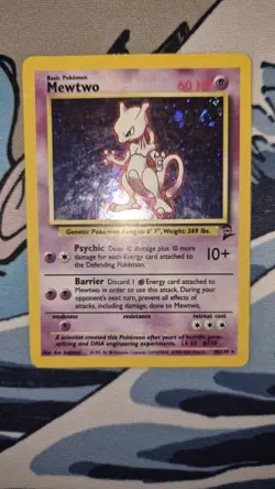 Mewtwo - 10/130 - Pokemon Base Set 2 Holo Rare Card WOTC HP Played Swirl - Image 1