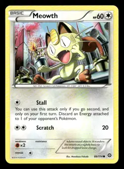 Meowth 88/114 Steam Siege NM/M Pokemon - Image 1