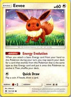 Eevee Common SM Base Set 101/149 NM - Image 1