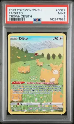 2023 POKEMON SWORD & SHIELD CROWN ZENITH #GG22 FULL ART/DITTO PSA 9 - Image 1