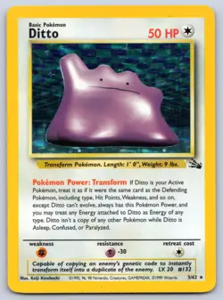 Ditto 3/62 Fossil Unlimited Holo Pokemon LP - Image 1