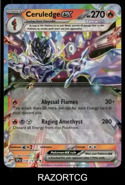 CERULEDGE EX 036/191 DOUBLE RARE SURGING SPARKS POKEMON HOLO NM/M - Image 1