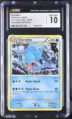 CGC 10 GEM MINT Gyarados 2010 HS Trainer Kit 30/30 Holo Pokemon Card - Image 1