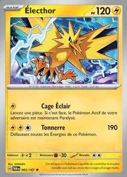 Carte Pokemon Electhor 065/167 EV06 Mascarade Crepusculaire Rare en Francais - Image 1