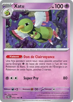 Carte Pokemon Xatu 072/182 EV04 Faille Paradoxe Rare FR - Image 1