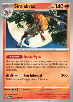 Carte Pokemon Simiabraz 033/167 EV06 Mascarade Crepusculaire Rare en Francais - Image 1