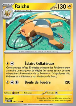 Carte Pokemon Raichu 052/162 EV05 Forces Temporelles Commune FR - Image 1