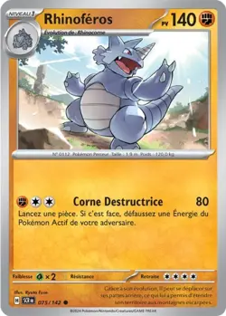Carte Pokemon Rhinoferos 075/142 EV07 Couronne Stellaire Commune FR - Image 1