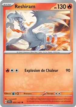 Carte Pokemon Reshiram 022/142 EV07 Couronne Stellaire Peu Commune FR - Image 1