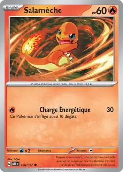 Carte Pokemon Salameche 026/197 OBF Flammes Obsidiennes Commune FR - Image 1