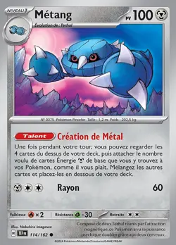 Carte Pokemon Metang 114/162 EV05 Forces Temporelles Commune FR - Image 1