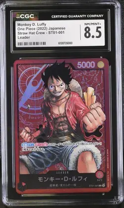CGC 8.5 One Piece Monkey.D.Luffy ST01-001 Straw Hat Crew Leader Jpn - Image 1