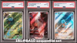 PSA 10 Seq Set Bulbasaur Charmander Squirtle 151 Art Rare Japanese Pokemon Card - Image 1