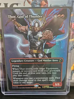 MTG Marvel Super Heroes Thor, God of Thunder Borderless Foil - Image 1