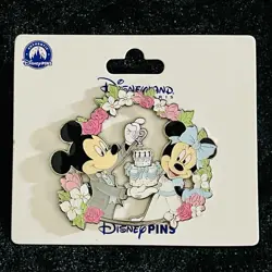 DLP Groom Mickey Bride Minnie Wedding Cake Mr Mrs Happily Ever After Disney Pin - Image 1