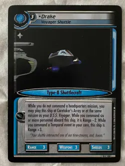 Star Trek CCG 2E Captain's Log DRAKE VOYAGER SHUTTLE Card NEVER PLAYED - Image 1