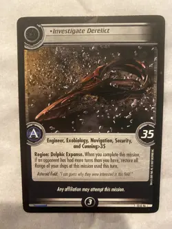 Star Trek CCG 2E In a Mirror Darkly INVESTIGATE DERELICT Card NEVER PLAYED - Image 1