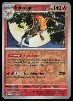 Infernape 033/167 Rare Twilight Masquerade Pokemon Reverse Holo Near Mint - Image 1