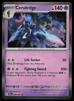 Ceruledge 040/091 Rare Paldean Fates Pokemon Holo Near Mint - Image 1