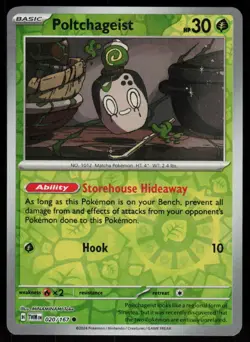 Poltchageist 020/167 Common Twilight Masquerade Pokemon Reverse Holo Near Mint - Image 1