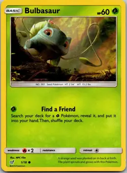 Bulbasaur 1/18 Common Detective Pikachu Pokemon Holo Near Mint - Image 1