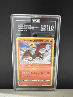 2023 Pokemon SWSH Crown Zenith 020/159 Radiant Charizard Rare TAG 10 - Image 3