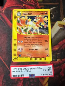 2002 POKEMON EXPEDITION #26 RAPIDASH-HOLO PSA 6 LP - Image 1