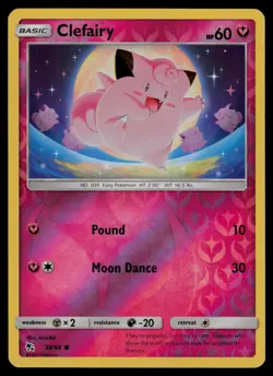 Clefairy 39/68 Common Hidden Fates Pokemon Reverse Holo Lightly Played - Image 1