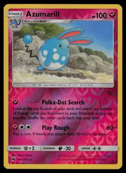 Azumarill 136/214 Rare Lost Thunder Pokemon Reverse Holo Lightly Played - Image 1
