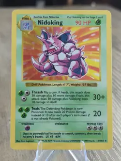 Vintage Pokemon Nidoking 011/102 Base Set Shadowless Holo Rare - Image 1