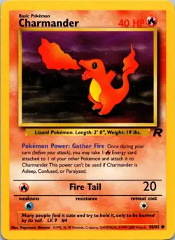 Charmander 50/82 Common Team Rocket Pokemon Unlimited Lightly Played - Image 1